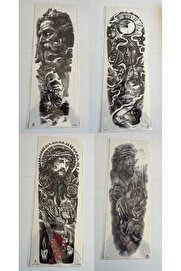 Ai̇rbrush Tattoo Tanrısal 1 Hafta Kalıcı 4 Adet Bi̇rden Tam Kol Bacak Kaplama 46 Cm Geçi̇ci̇ Dövme Seti̇