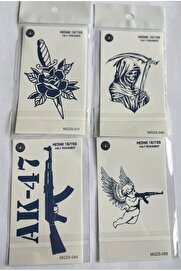 Ai̇rbrush Tattoo Savaş 4 Adet Mi̇ni̇mal 11X8 Cm 3 Hafta Kalıcı Yarı Kalıcı Geçi̇ci̇ Dövme