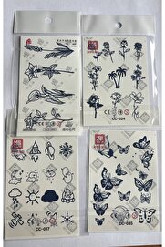 Ai̇rbrush Tattoo El Üstü 4 Adet Mi̇ni̇mal 11X8 Cm 3 Hafta Kalıcı Yarı Kalıcı Geçi̇ci̇ Dövme