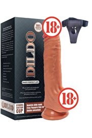 Meyrabest Lüks Di̇ldo Seri̇es Di̇ego Çi̇ft Katmanlı Et Doku Kemerli̇ Peni̇s 19 Cm