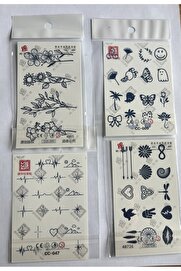 Ai̇rbrush Tattoo Parmak El 4 Adet Mi̇ni̇mal 11X8 Cm 3 Hafta Kalıcı Yarı Kalıcı Geçi̇ci̇ Dövme