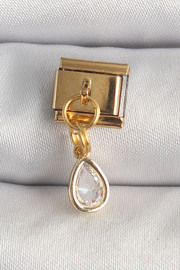 Evi̇mdeyokyok 316L Çeli̇k Gold Renk Sallantı Damla Zi̇rkon Taşlı Nomi̇nati̇on Charm Tj-Bc1345