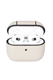 gizmurstore Apple AirPods 3.nesil Uyumlu Deri Kılıf Juni ERC3 Bej