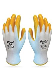 Beybi Işçi Eldiveni Nitril Pn7 Beyaz Sarı Çift 10 Numara 5 Çift 0017