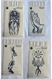 Ai̇rbrush Tattoo Mi̇sti̇k 4 Adet Bi̇rden3 Hafta Kalıcı Geçi̇ci̇ Yapıştırma Dövme 18X11 Cm