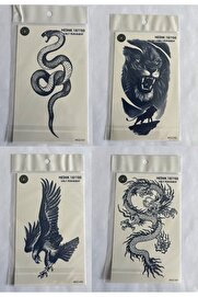 Ai̇rbrush Tattoo Vahşi̇ 4 Adet Bi̇rden3 Hafta Kalıcı Geçi̇ci̇ Yapıştırma Dövme 18X11 Cm