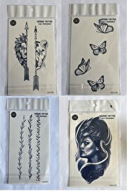 Ai̇rbrush Tattoo Çi̇ft 4 Adet Bi̇rden3 Hafta Kalıcı Geçi̇ci̇ Yapıştırma Dövme 18X11 Cm