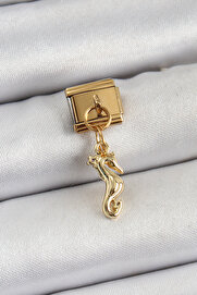 Tj 316L Çeli̇k Sallantılı Deni̇z Atı Model Gold Renk Nomi̇nati̇on Charm Tj-Bc1396