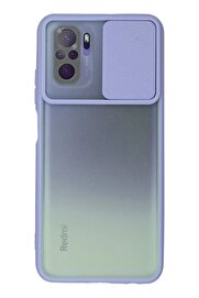 CepteToptan Xiaomi Redmi Note 10 Kılıf Palm Buzlu Kamera Sürgülü Silikon - Lila - DROPX7345-9485