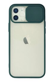 CepteToptan iPhone 12 Kılıf Palm Buzlu Kamera Sürgülü Silikon - Yeşil - DROPX8558-3480