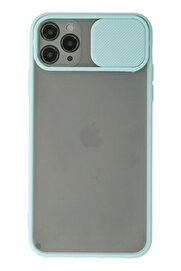 CepteToptan iPhone 11 Pro Max Kılıf Palm Buzlu Kamera Sürgülü Silikon - Turkuaz - DROPX7480-2813