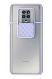CepteToptan Xiaomi Redmi Note 9 Pro Kılıf Palm Buzlu Kamera Sürgülü Silikon - Lila - DROPX1496-6419