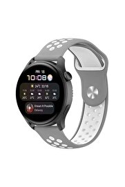 ykavm Newface Watch 20mm Spor Delikli Kordon - Gri-Beyaz