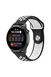 CepteToptan Watch 22mm Spor Delikli Kordon - Siyah-Beyaz - DROPX7091-5739
