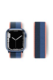 CepteToptan Apple Watch 38mm Hasırlı Cırtcırtlı Kordon - Siyah-Mavi - DROPX3174-5375