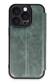 CepteToptan iPhone 16 Pro Kılıf Flip Cover - Koyu Yeşil - DROPX6576-7890