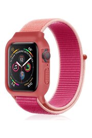CepteToptan Apple Watch 42mm Hasırlı Cırtcırtlı Kasalı Kordon - Mor - DROPX4551-7867