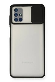 CepteToptan Samsung Galaxy M51 Kılıf Palm Buzlu Kamera Sürgülü Silikon - Siyah - DROPX3733-9343