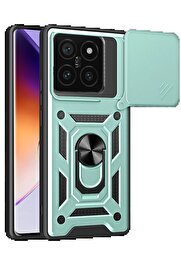 CepteToptan Xiaomi Mi 14T Pro Kılıf Pars Lens Yüzüklü Silikon - Yeşil - DROPX2288-3427