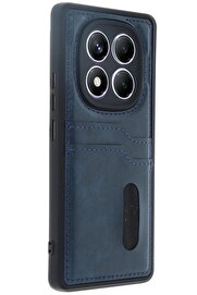 CepteToptan Newface Xiaomi Redmi Note 14 Pro 5G Kılıf Sara Kartvizitli Deri Kılıf - Lacivert