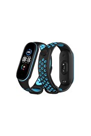 CepteToptan Xiaomi Mi Band 6 Spor Delikli Kordon - Siyah-Mavi - DROPX8923-2484