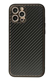 CepteToptan iPhone 12 Pro Kılıf Coco Karbon Silikon - Siyah - DROPX7716-7479