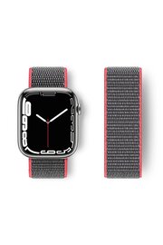 CepteToptan Apple Watch 42mm Hasırlı Cırtcırtlı Kordon - Pembe-Gri - DROPX7644-9496