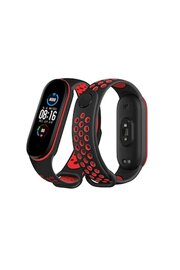 CepteToptan Xiaomi Mi Band 7 Spor Delikli Kordon - Siyah-Kırmızı - DROPX7501-9310
