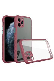 CepteToptan iPhone 11 Pro Kılıf Miami Şeffaf Silikon - Fuşya - DROPX8901-3030