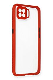 CepteToptan Oppo A73 Kılıf Miami Şeffaf Silikon - Kırmızı - DROPX1533-2461