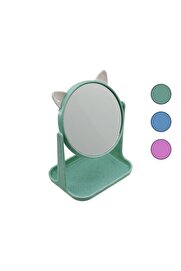 Go İthalat 6 İnç - 15Cm Yuvarlak Kulaklı Makyaj Aynası Renkli̇ Plasti̇k Takılık Sepetli̇=12X15.5Cm