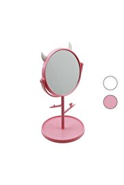 Go İthalat 6 İnç - 15Cm Yuvarlak - Boynuzlutakı Askılıklı Makyaj Aynası Renkli̇ Plasti̇k Takılık Sepetli̇