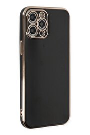 CepteToptan iPhone 12 Pro Kılıf Volet Silikon - Siyah - DROPX3256-6012