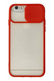 CepteToptan iPhone 6 Kılıf Palm Buzlu Kamera Sürgülü Silikon - Kırmızı - DROPX8693-6357