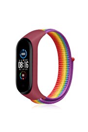 CepteToptan Xiaomi Mi Band 4 Hasırlı Cırtcırtlı Kordon - Gökkuşağı - DROPX2100-5143