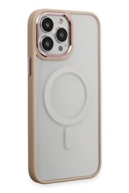 CepteToptan iPhone 15 Pro Max Kılıf Room Magneticsafe Silikon - Pudra - DROPX6308-7562