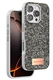 ONEGIF iPhone 16 Pro Bright Simli Kapak - Gümüş