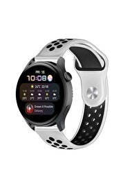 CepteToptan Watch 22mm Spor Delikli Kordon - Beyaz-Siyah - DROPX4979-1527