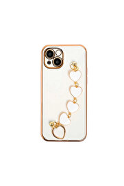 CepteToptan Ally iPhone 13 Mini 5.4inç Kılıf Kalp Bileklik Tutuculu Lüx Silikon Askılı - DROPX7008-8835