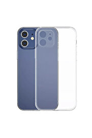 gizmurstore Simple Case iPhone 12 6.1 İnce Şeffaf Silikon Kılıf Kamera Korumalı-(5775) - GMS1701-4292