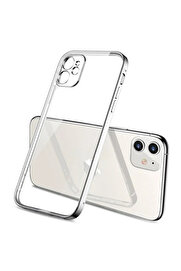 gizmurstore iPhone 11 6.1inç Renkli Kenar Şeffaf Kılıf Kamera Korumalı Silikon Kılıf-(577 - GMS6984-5743