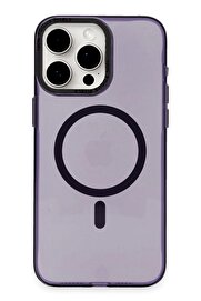 Toptan Bulurum iPhone 15 Pro Max Kılıf Anka PC Magneticsafe Sert Metal Kapak - Mor