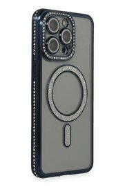 Toptan Bulurum iPhone 14 Pro Kılıf Joke Simli Magneticsafe Kılıf - Lacivert