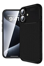 Toptan Bulurum iPhone 16 Plus Kılıf Auto Focus Karbon Kapak - Siyah