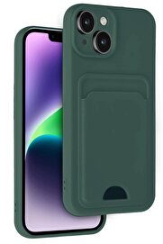 Toptan Bulurum iPhone 14 Kılıf Kelvin Kartvizitli Silikon - Koyu Yeşil
