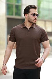 MODA55 Erkek Fermuarlı Yakalı Kısa Kollu Tshirt