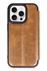 Toptan Bulurum iPhone 14 Pro Kılıf Flip Cover - Taba