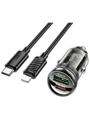CepteToptan Z53A Vision PD30W Type-C + USB QC3.0 Girişli Araç Çakmaklık Hızlı Şa - DROPX1776-5479