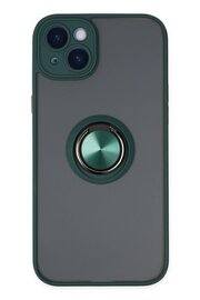 Toptan Bulurum iPhone 14 Kılıf Montreal Yüzüklü Silikon Kapak - Yeşil