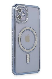 Toptan Bulurum iPhone 11 Kılıf Joke Simli Magneticsafe Kılıf - Mavi